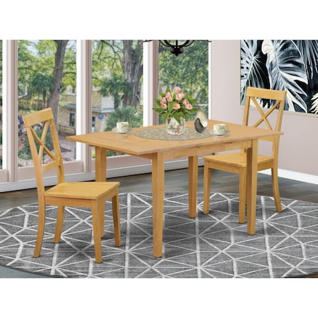 East West Furniture 3 Piece Norfolk Dining Table Set - Oak NOBO3-OAK-W